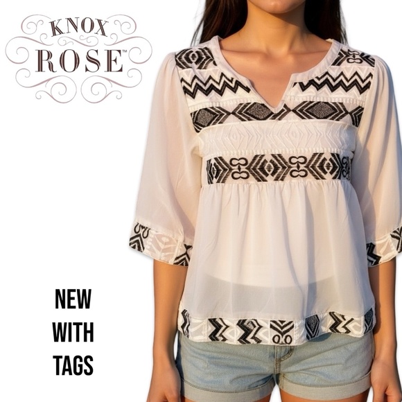 NEW WITH TAGS KNOX ROSE FLOWY SUMMER SHIRT - XS - Picture 1 of 15